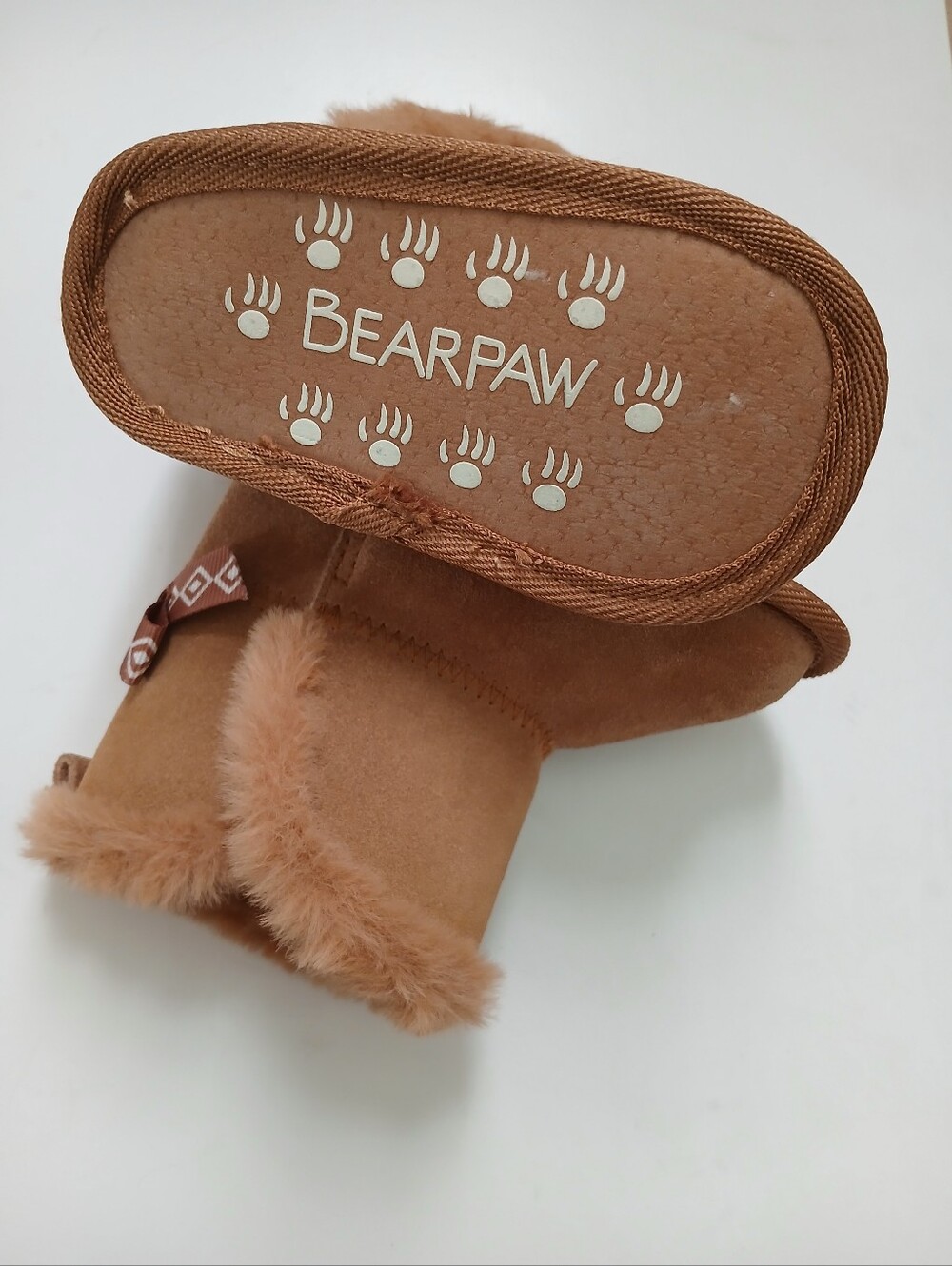 BearPaw Kids Chestnut Faux-Fur Lined Slip-On Booties